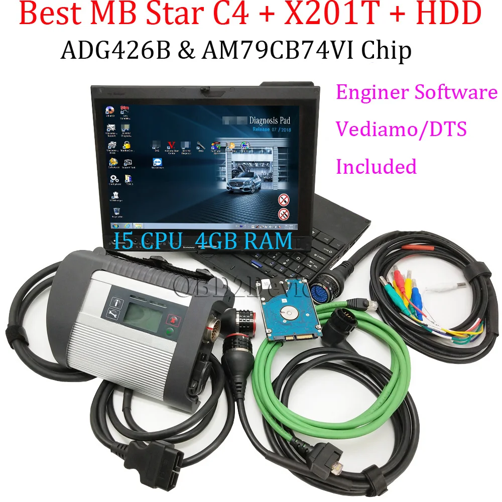 

Best Quality MB STAR C4 AM79C874VI Chip V2019.09 Software HDD/SSD Star Diagnostic C4 SD Connect with Laptop X201T I5 CPU