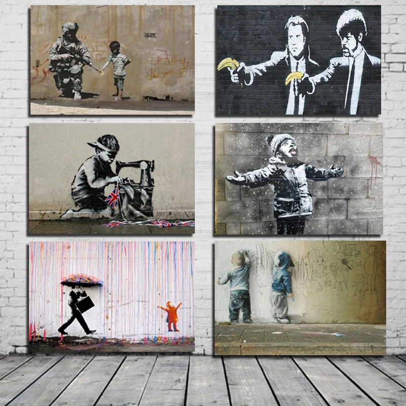 Banksy классические плакаты Холст Живопись Печать Гостиная Украшение дома Современное украшение на стену, живопись маслом плакаты картины произведение искусства