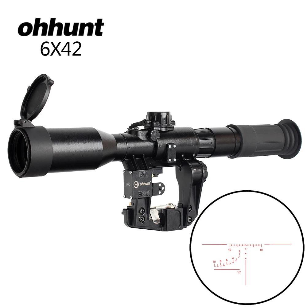 Тактический прицел ohhunt 6X42D с красной подсветкой SVD AK для винтовки POS 1 стеклом
