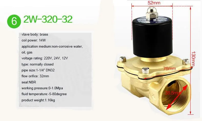 12v-водяной Соленоидный клапан 24VDC для воды воздуха низкого давления латунный Электрический водяной клапан DN32 1-1/" NPT BSP