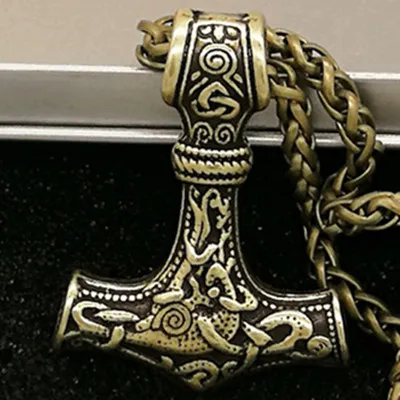 Тор молот Мьёльнир кулон ожерелье для мужчин Викинг ожерелье в скандинавском стиле ювелирные изделия Прямая поставка - Окраска металла: without chain