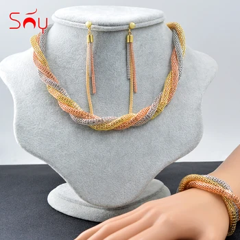 

Sunny Jewelry Romantic Jewelry Collar Set For Women Necklace Earrings Bracelet For Party Engagement Flower Multilayer Jewelry