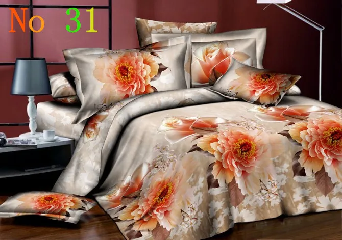 Top quality! 3D hot Bedding Set family cotton comforter coverlet set queen size 4 pcs | Дом и сад