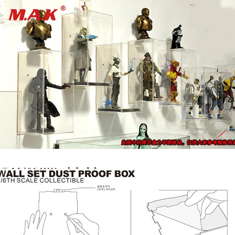 

1/6 Scale wall set dust proof box Display Box Scene component Display Acrylic Dust-free Box For 12inches action figure