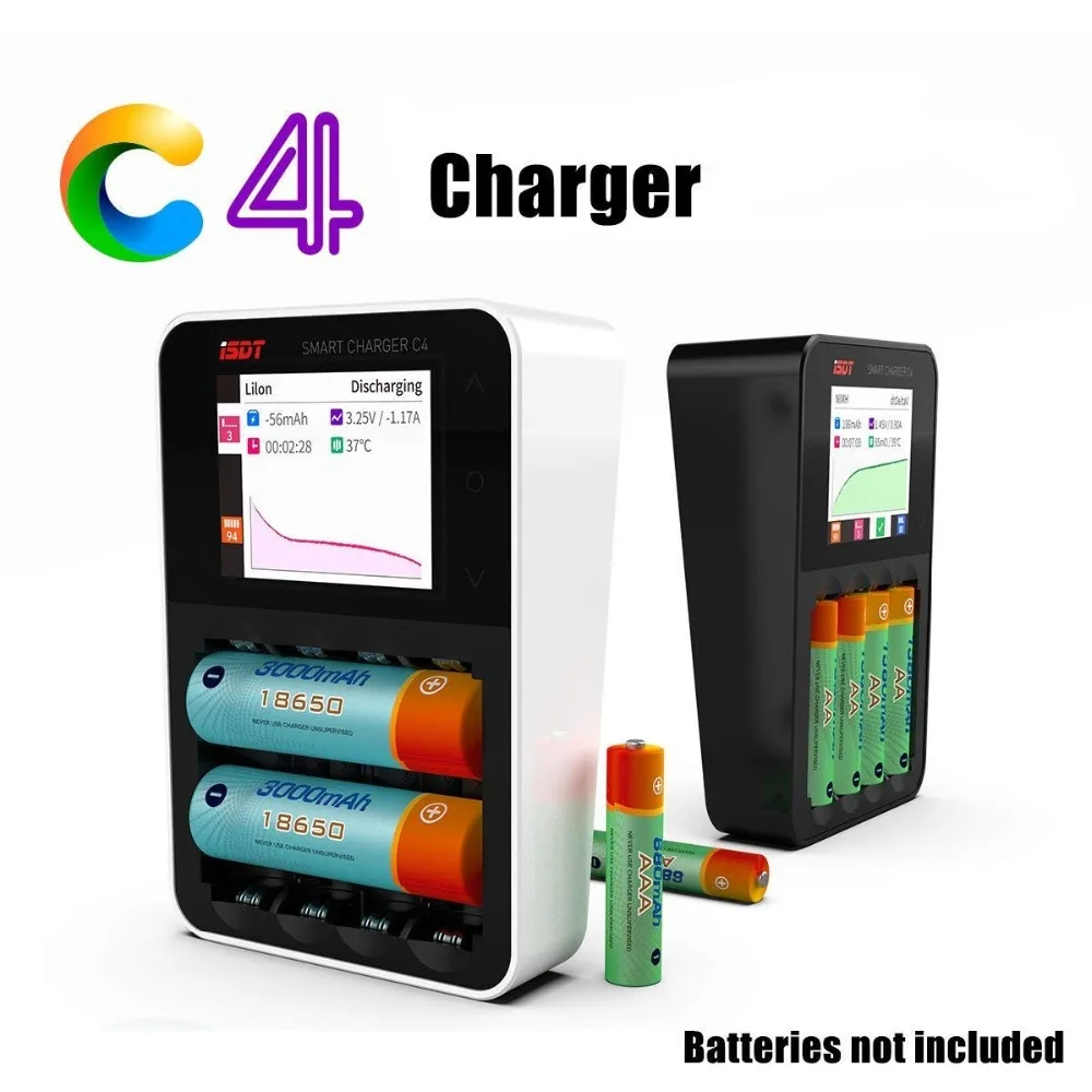  ISDT C4 8A Touch Screen Smart Battery Charger with USB Output for 18650 26650 AA AAA Battery with I - 32981221192