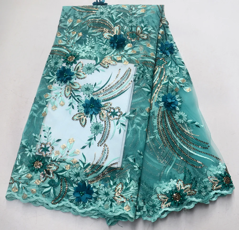 

High Quality Tulle Lace 2018 Latest African Lace Fabric 3d Flower Applique Afican French Wedding Lace Fabric For 5yards