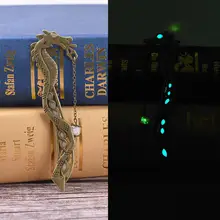 1 шт закладки в Форме Дракона темного серебра модные классические лепестки бусины светящиеся закладки креативный подарок