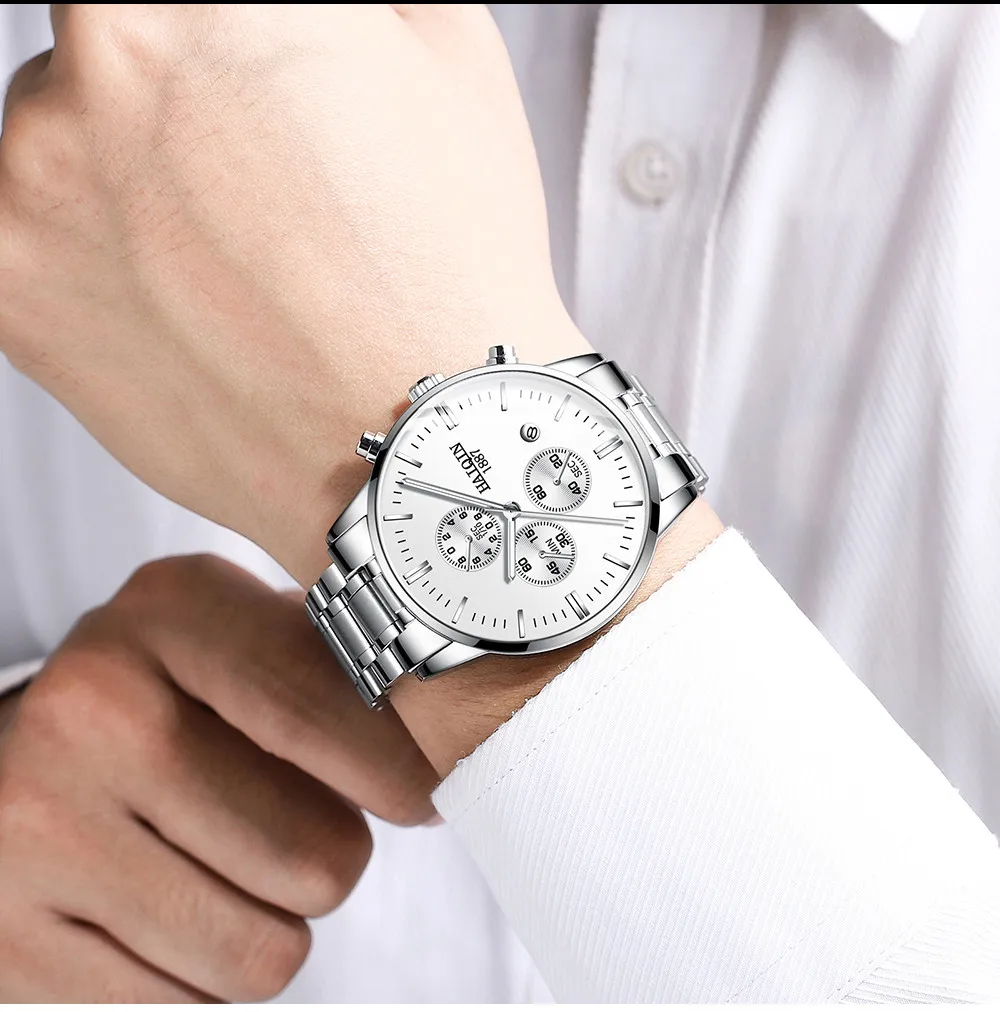 Новые мужские часы от роскошного бренда HAIQIN, мужские деловые часы с хронографом, водонепроницаемые полностью Стальные кварцевые часы Relogio Masculino