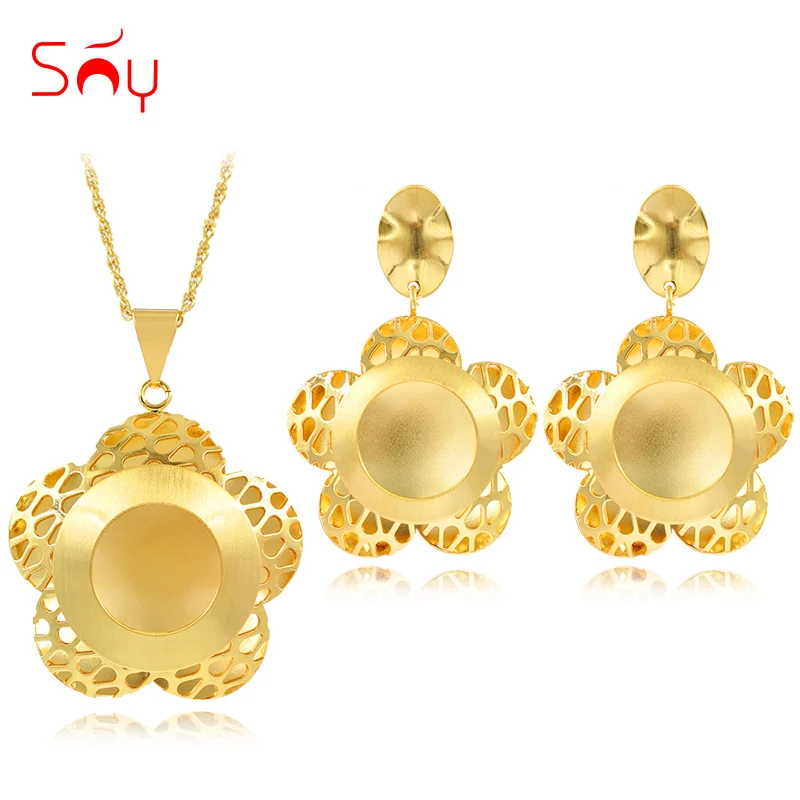 

Sunny Jewelry Romantic Jewelry Sets For Women Necklace Earrings Pendant Jewelry Sets For Party Birthday Big Round Flower Jewelry