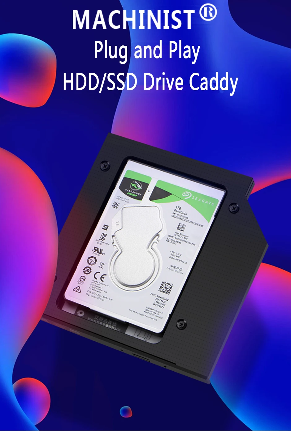 HDD caddy 12,7 мм алюминиевый корпус жесткого диска optibay SATA3.0 DVD адаптер 2," SSD для ноутбука CD-ROM Optometrist