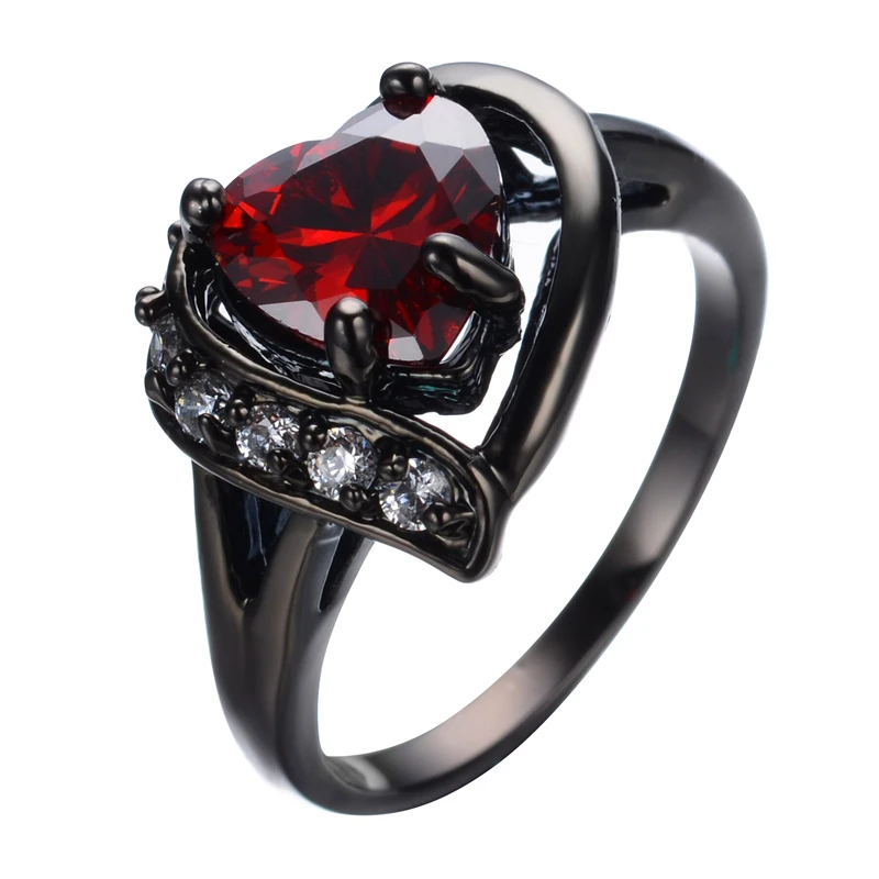 Charming Heart Cut Red Ring White CZ Fashion Women Wedding