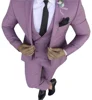 Mens Violet Suits With Double-breasted Vest 3 Pieces Slim Fit Formal Shawl Lapel Tuxedos Groomman For Party( Blazer+Vest+Pants ) 2