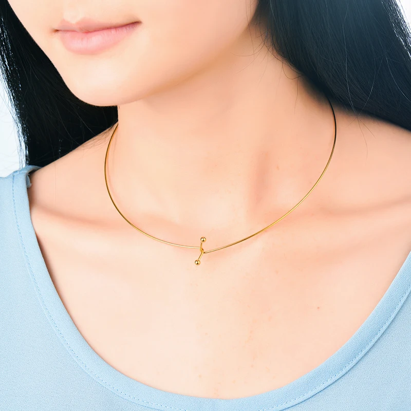 

316L Stainless Steel Vintage Necklace For Women Simple Double Bead Super Thin Choker Necklaces Fashion Jewelry A5