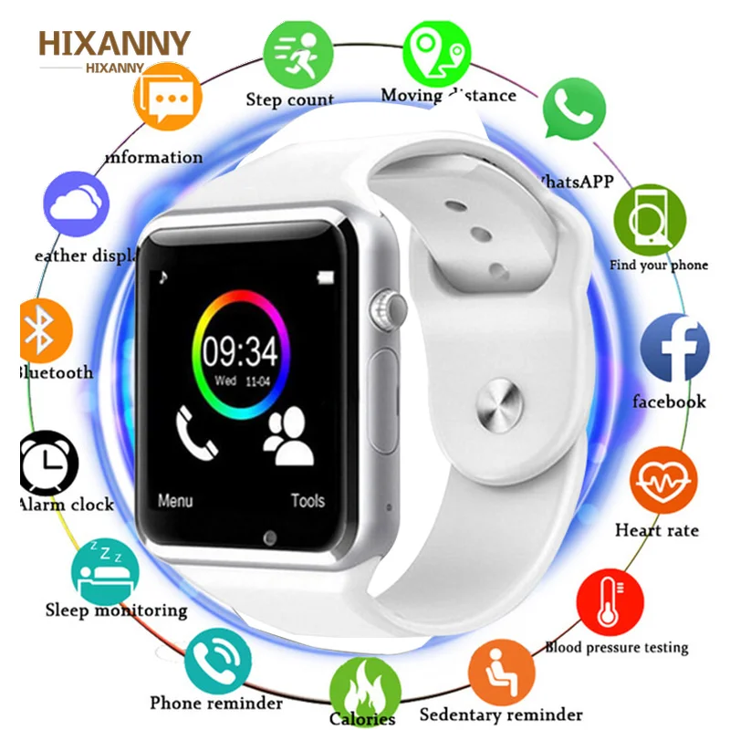 Hixanny Смарт часы с Шагомер камера сим карта вызова Smartwatch для Xiaomi Huawei HTC Android телефон