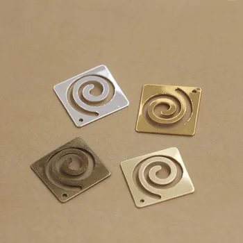 

SEA MEW 17mm Copper Hollow Out Silver color/Gold/Antique Bronze/Original Brass Plated Square Charm Connectors For Jewelry Making