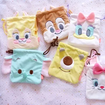 

Tsum Tsum Cartoon Cute Chipmunk Daisy Marie Cat Dumbo Elephant Plush Draw pocket bag Cosmetic Bag Storage makeup bag