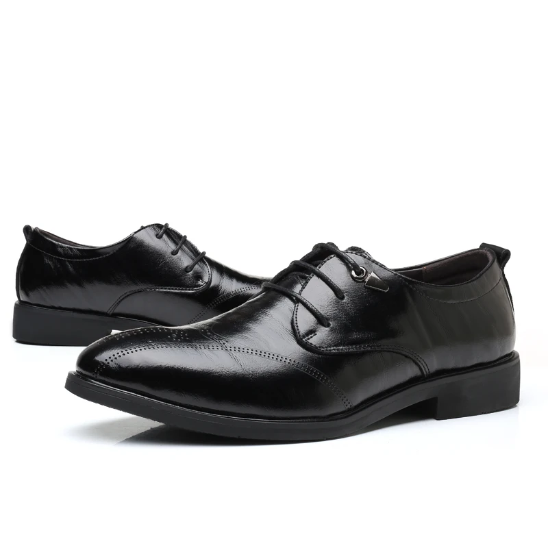 Misalwa/мужские черные, коричневые модные стильные свадебные туфли без шнуровки, деловые броги, оксфорды, мужские туфли в стиле Дерби