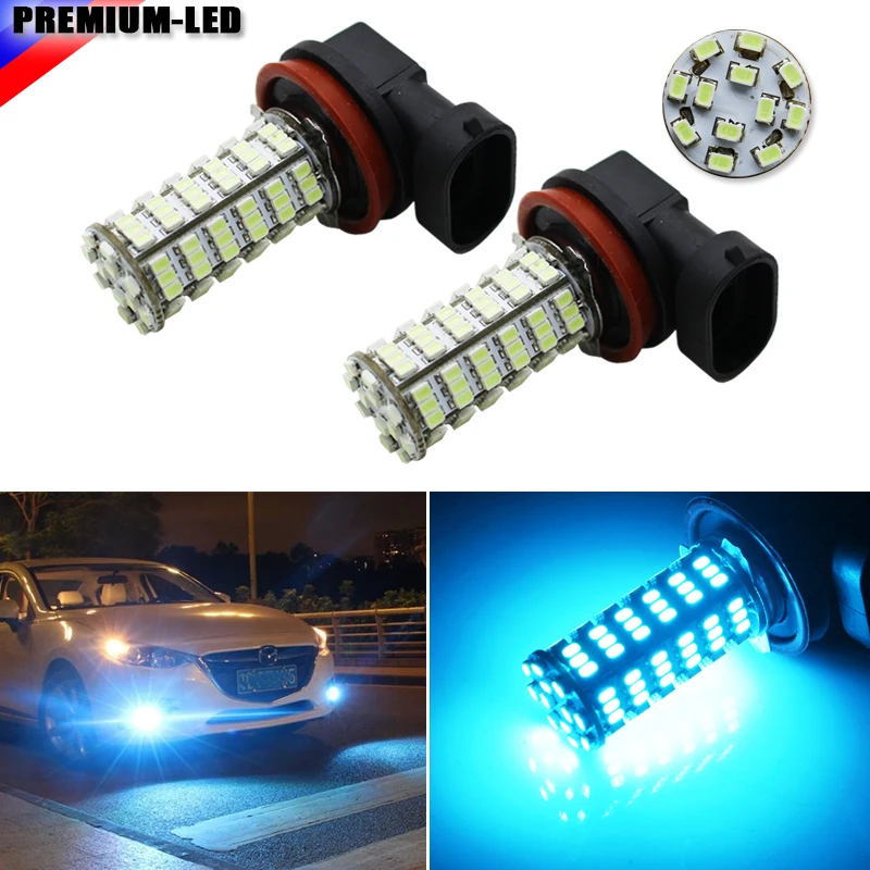 2pcs 10000K Ice Blue 120 SMD H16 H11 H8 H9 LED Bulbs For car Fog Light Replacements,12Vin Car