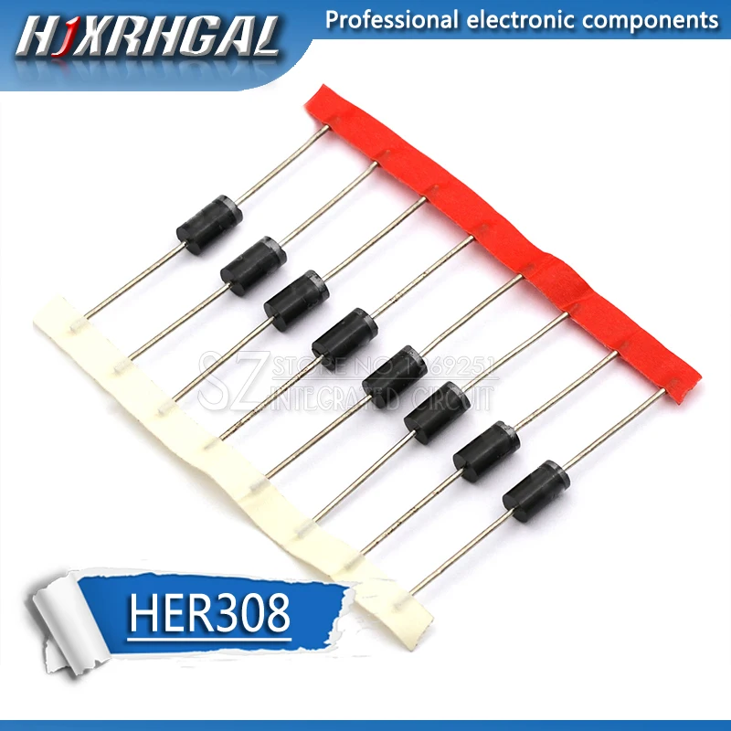 20 шт. HER308 3A 1000V диоды быстрого восстановления hjxrhgal | Электронные компоненты и