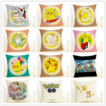 

RECOLOUR cartoon pokemon go pikachu Cushion Cover gift for kids pillow covers Linen Home Decor Pillowcase Sofa cojines