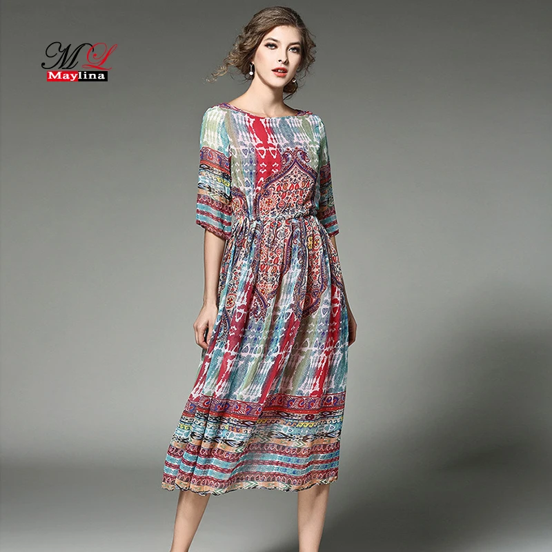

Lusumily Spring Trendy Long Dress Women Fashion Elegant Chiffon Dress 2019 Europe America Tide Vintage Dresses Slim Boho Dresses