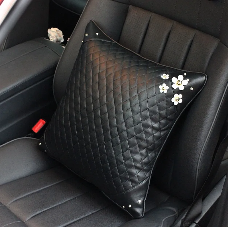 Classic-Leather-Crystal-Car-Neck-Pillow-Headrest-Auto-Seat-Interior-Accessories-Support-Waist-Cushion-8