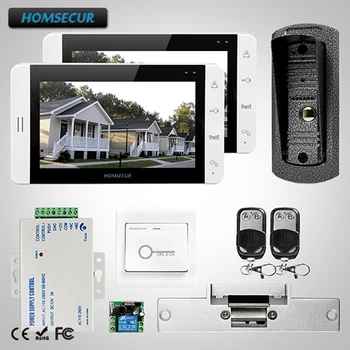 

HOMSECUR 7" Wired Video&Audio Home Intercom Electric Strike Lock Set Included 1C2M+L1:TC041 Camera+TM703-W Monitor (White)+Lock