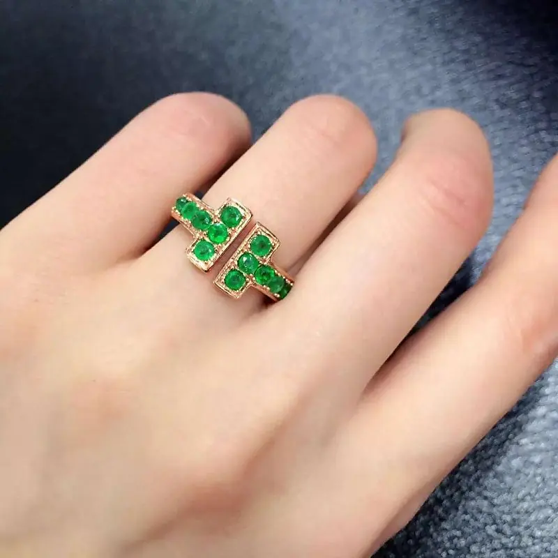 

2017 Jewelry Qi Xuan_Fashion Jewelry_Colombia Green Stone Fashion Rings_Rose Gold Color Woman Rings_Factory Directly Sales