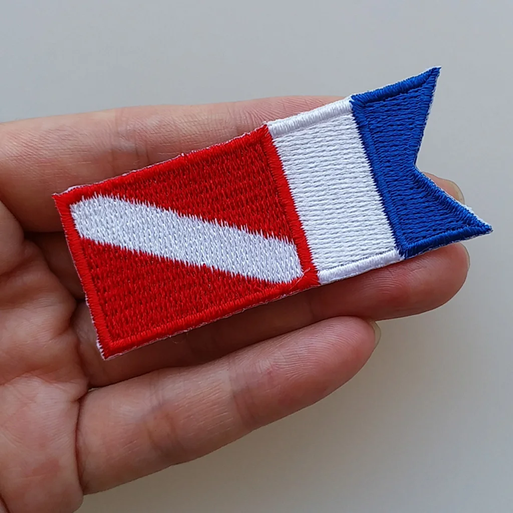 3 Pairs Alpha Flag Diver Down Flag Patch Badge Scuba Diving Embroidered Decorative Patches for Scuba Divers, Not Come Off