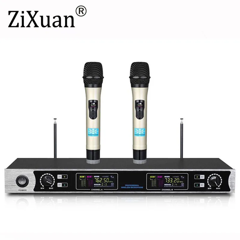 المهنية UHF 2 قناة لاسلكية مؤتمر معقوفة ميكروفون نظام مرحلة Performnce سماعة يده ميكروفون المهنية UHF 2 قناة لاسلكية مؤتمر معقوفة ميكروفون نظام مرحلة Performnce سماعة يده ميكروفون