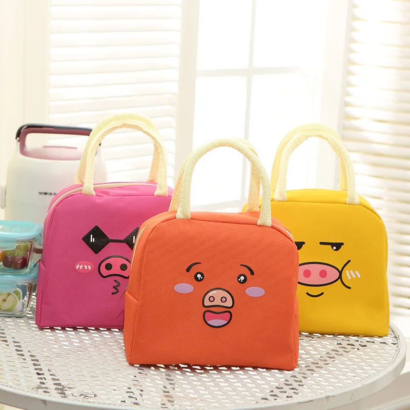

Small Pig Portable Lunch Bag Thermal Insulated Lunch Box Tote Cooler Bag Bento Pouch Lunch Container Food Storage Bags For Girls