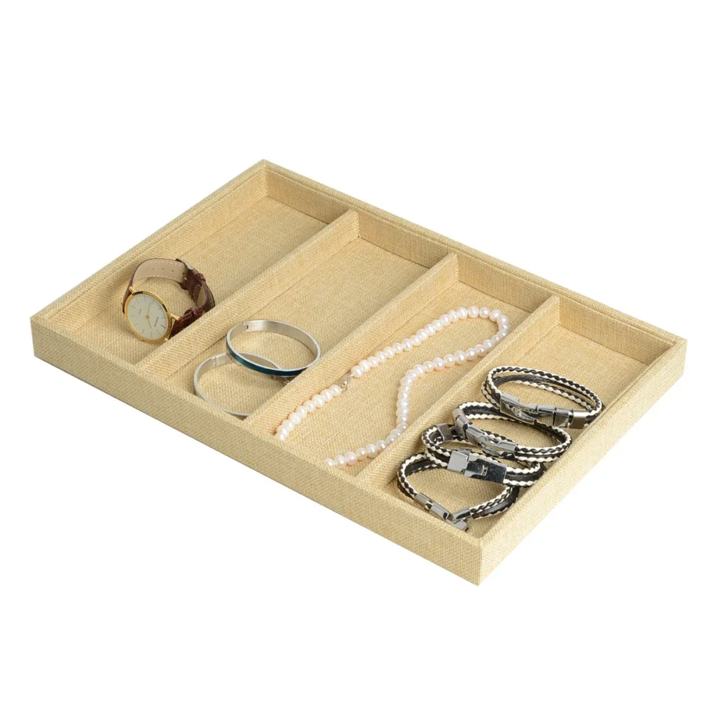 

2019 Sale Gift Box Jewelry For Retaile Simple Linen Necklace Bracelet Watch Showcase Window Display Case Organizer Holder
