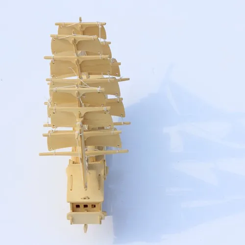 Деревянная 3D модель здания Игрушка Головоломка сборка деревянное ремесло Строительство дракон король древний пират парусный Финикийский корабль 1 шт