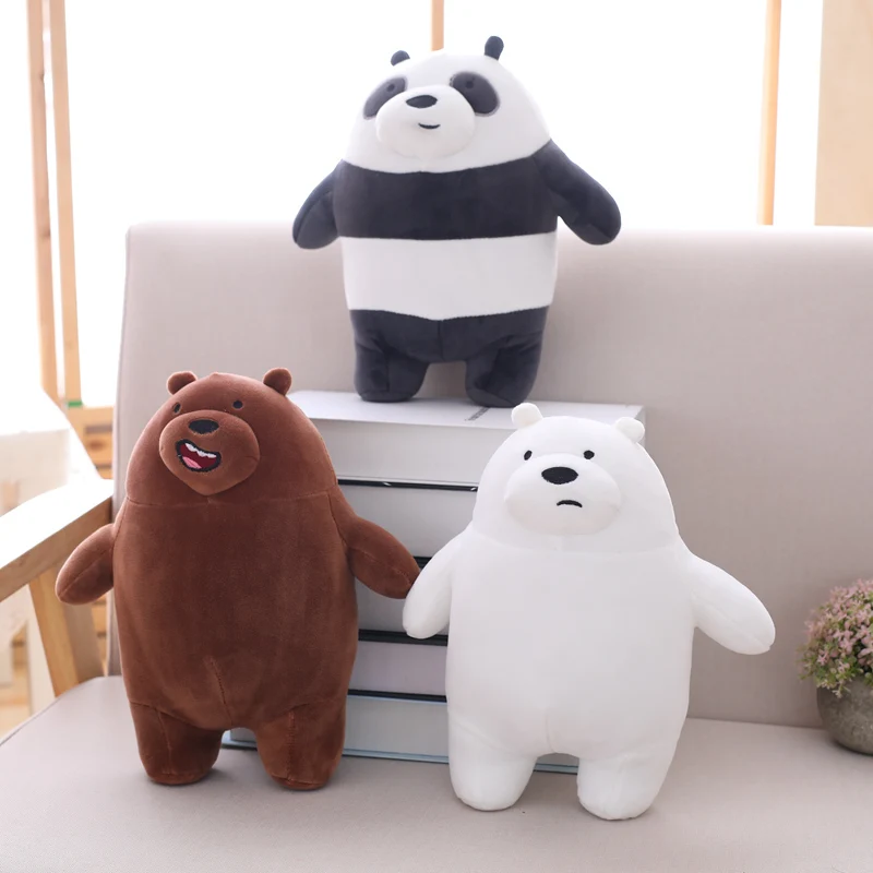 

30cm 40cm 50cm new standing We Bare Bears squishy naked three bears Grizzly/panda/ice bear plush toy 3D Pillow Birthday gift1pcs