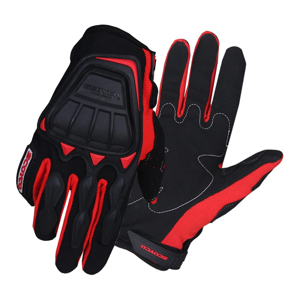 SCOYCO мотоциклетные перчатки летние дышащие гоночные перчатки мужские защитные мотоциклетные перчатки Luvas мото перчатки для мотокросса черные - Цвет: Красный