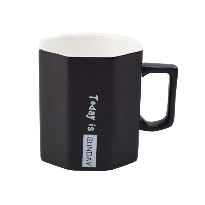 

Simple Polygonal Ceramic Mug Diamond Student Couple Coffee Cup Office Gift Breakfast Coffeetea Milk Water With Handle 400ml
