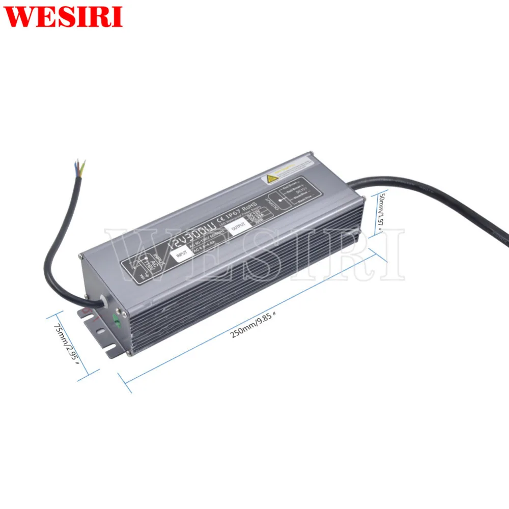 Водонепроницаемый светодиодный трансформатор-драйвер AC110-220V к 12 в 50 Вт/60 Вт/120 Вт/200 Вт/300 Вт Водонепроницаемый IP67 адаптер питания