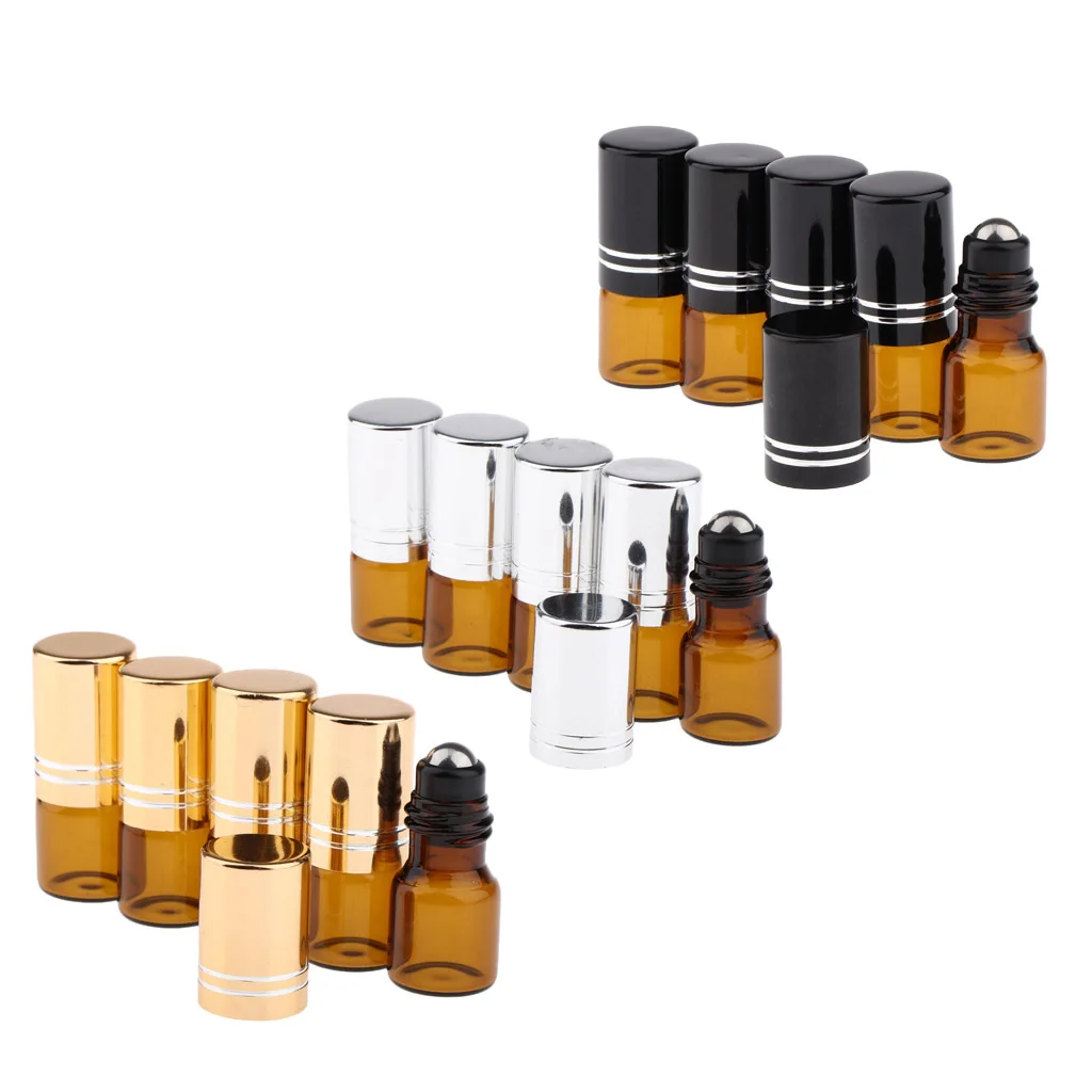 15 Pcs 2ML Empty Glass Essential Oil Perfume Roller Ball Bottles Cases Holder