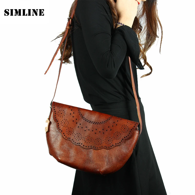 Vintage Casual Handmade Genuine Vegetable Tanned Leather Cowhide Women Handbag Shoulder Messenger Crossbody Bag Bags For Ladies Vintage Casual Handmade Genuine Vegetable Tanned Leather Cowhide Women Handbag Shoulder Messenger Crossbody Bag Bags For Ladies
