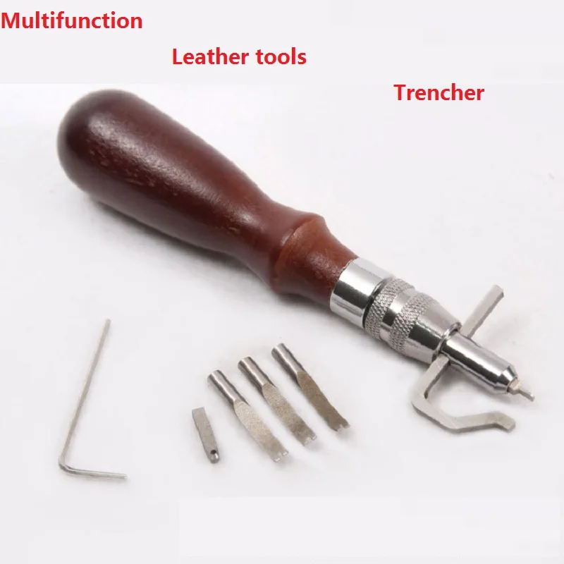 С 5 головками 1 шт. дерево+ Стелл кожаные инструменты многофункциональный траншеекопатель Edger профессиональные аксессуары ручной работы Новые DIY ручной моды