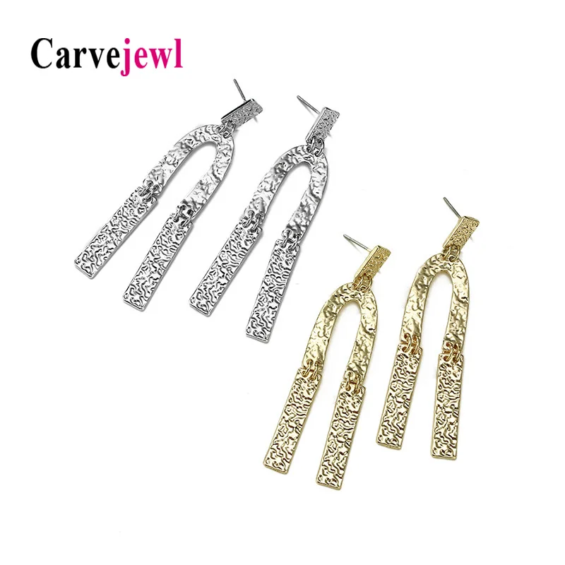 

Carvejewl Drop dangle Earrings metal bumpy U shape pendant simple earrings for women girl jewelry unique new fashion earrings