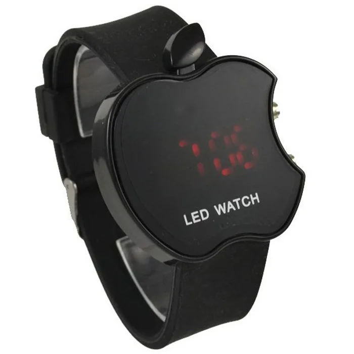 

Lady LED Women's Watches Fashion Apple Shaped Supply Colorful Silicone Geneva WristWatch Horloges Vrouwen Unisex Sport Watch
