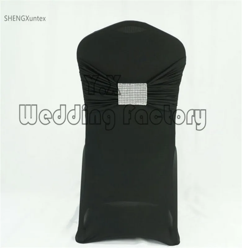 

Black Color Cheap Wedding Lycra Spandex Chair Cover With Diamond Swag Band