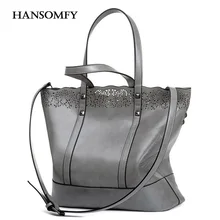 Bolsas 2 unids hansomfy mujeres ahueca hacia fuera bolsas bolso femenino moda Vintage Crossbody Bags Set Casual Cuero de LA PU de Hombro de la Señora bolsa