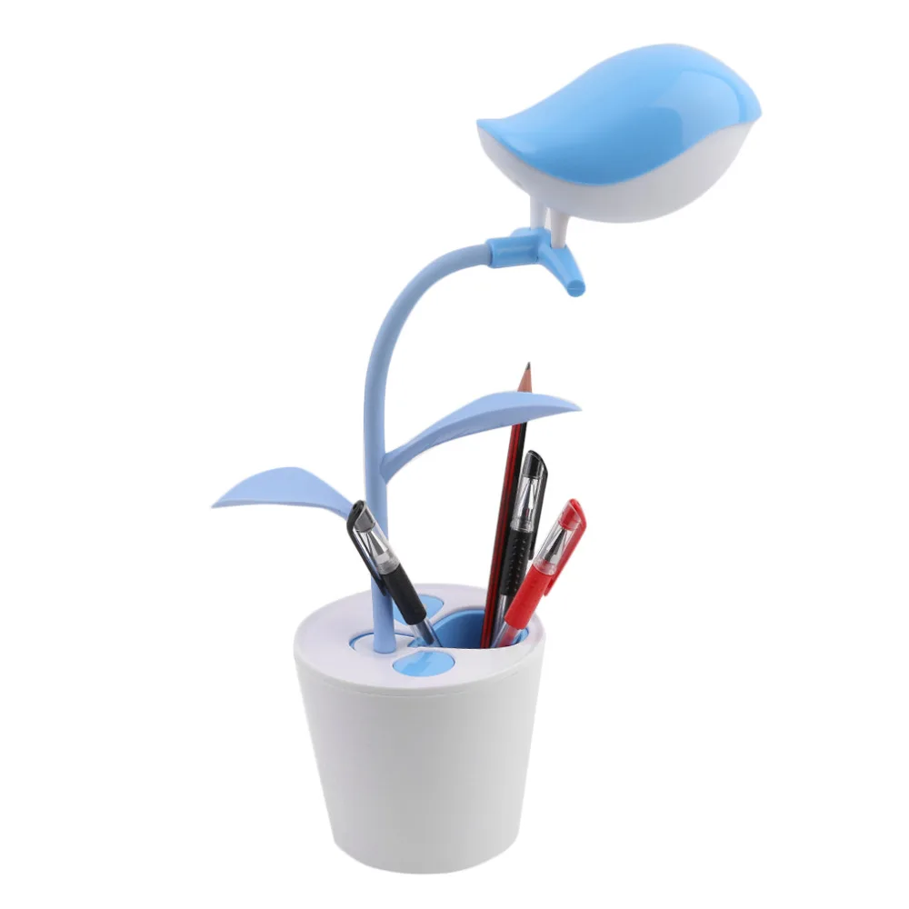 

High Quality Creative Cute Birds on the Tree Shape LED USB Rechargeable Lamp Eye Protective Reading Lamp Penholder hot
