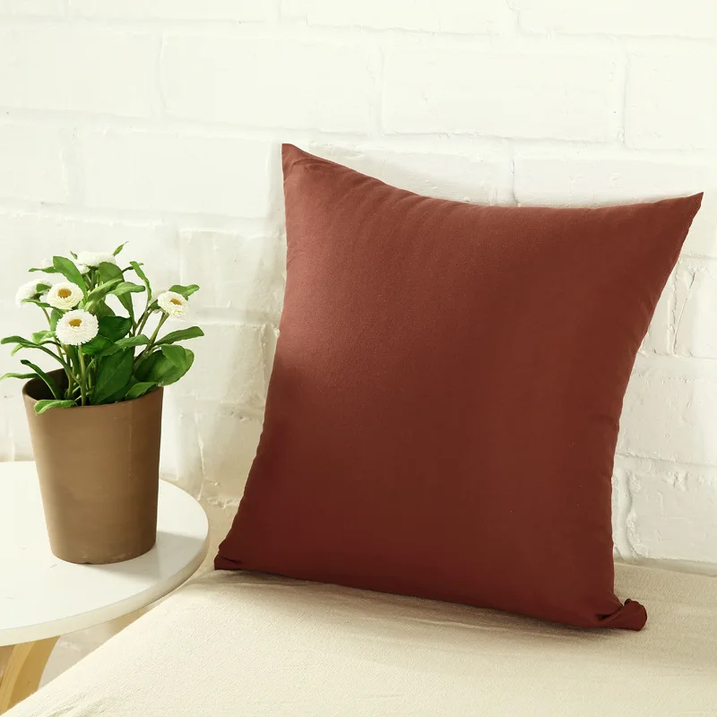 YWZN чехол для подушки ярких цветов, однотонный полиэстеровый чехол для подушки, декоративный чехол для подушки s Cover10 - Цвет: Dark coffee