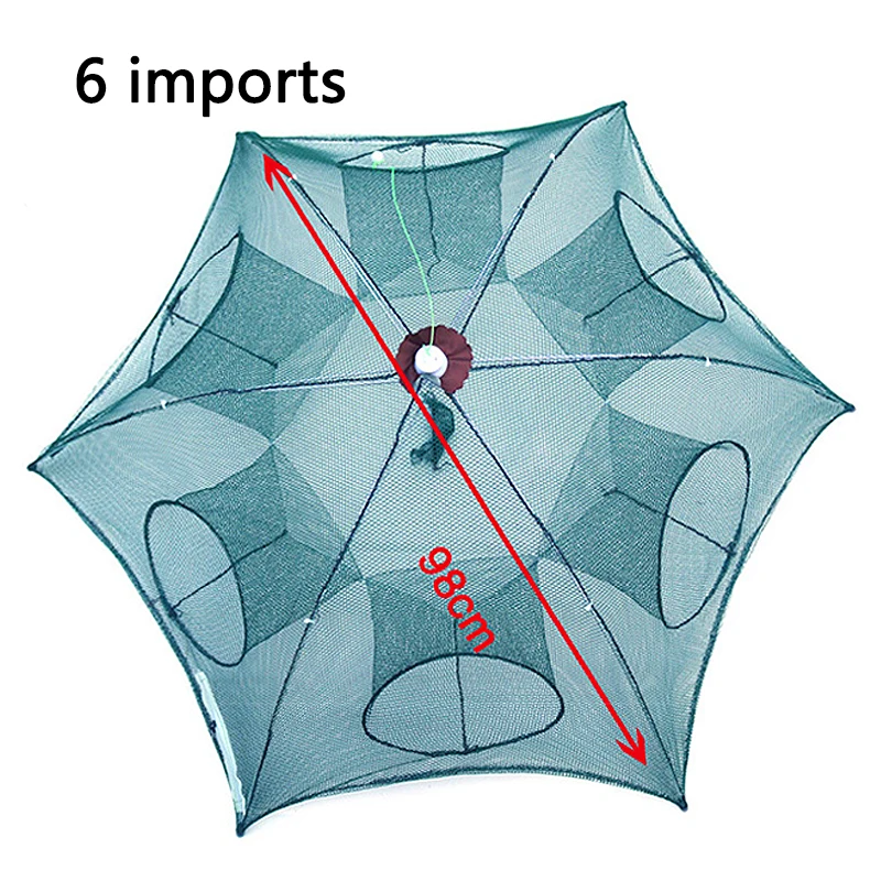 Складной Портативный 4/6/8/10 отверстий Автоматическая рыболовная креветка Ловушка рыболовная сеть Рыба Креветки Минноу краб приманки Литой сетки ловушка для продажи