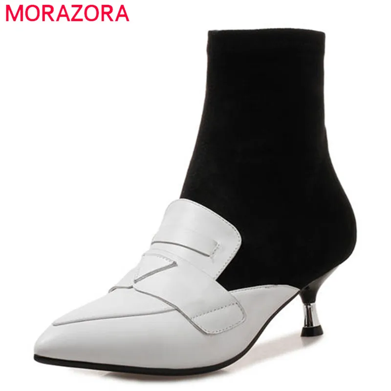 

MORAZORA 2020 new arrival autumn winter ankle boots for women pointed toe mixed colors fashion boots stiletto heels shoes woman