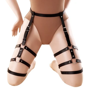 

Women's Leather Harness Cage Chest Strap O-ring Earrings Garter Belt Waist Adjustable Belt Club Party Dance Festival Rave Wear