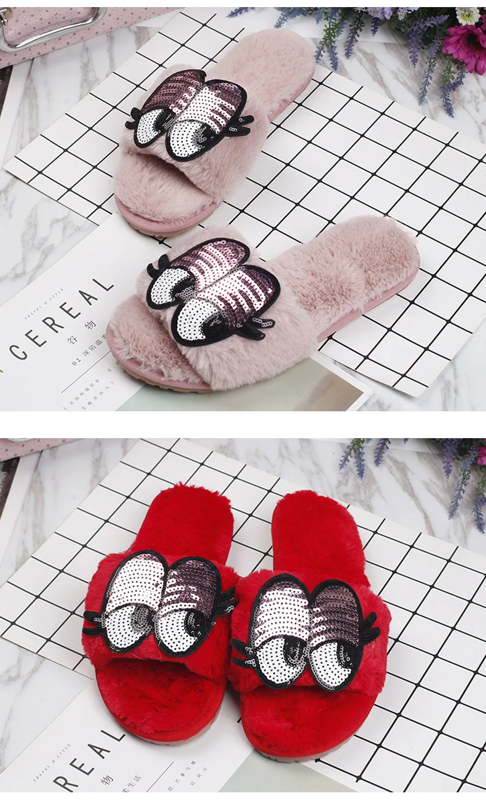 fur slippers